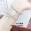 Fashionable design engraved round-row pendant, pure silver bracelet, fashionable, individual, high-end and elegant, popular women's jewelry details Picture